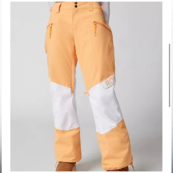 ROXY x CHLOE KIM Woodrose technical snow pants size XL NWT SNOW SKI ORANGE WHITE - Picture 4 of 13